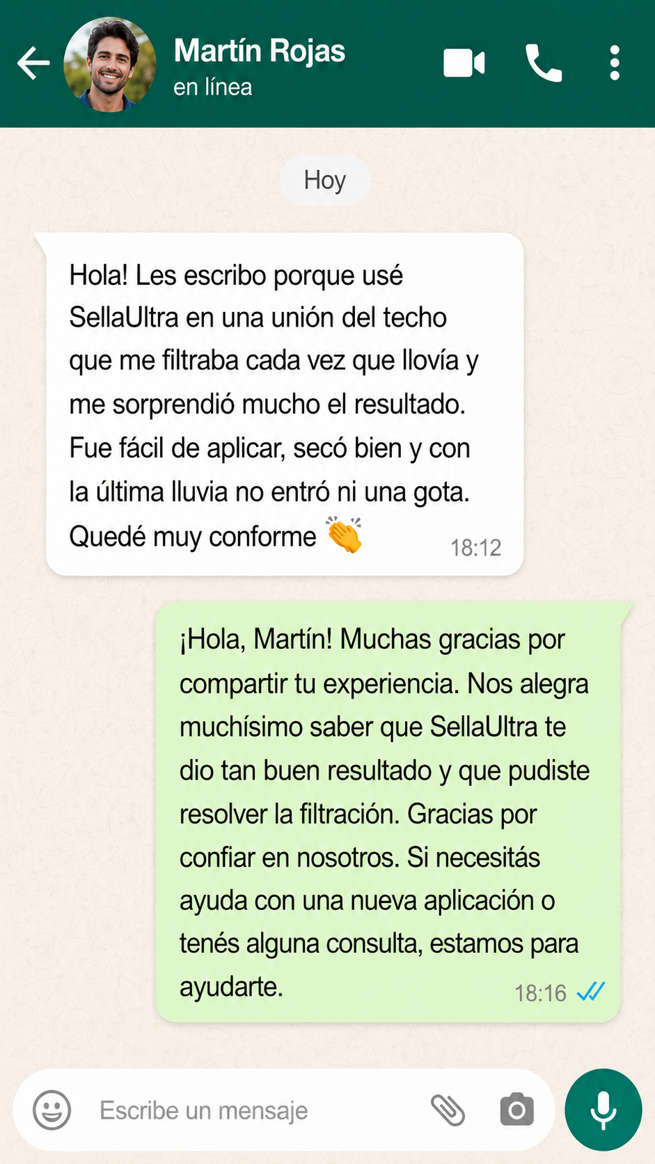 Opini&oacute;n real de cliente por WhatsApp 4